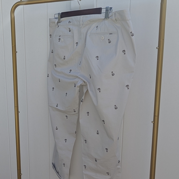2/$20 Talbots Cream Khaki Pants with Cat Motif - Picture 2 of 7
